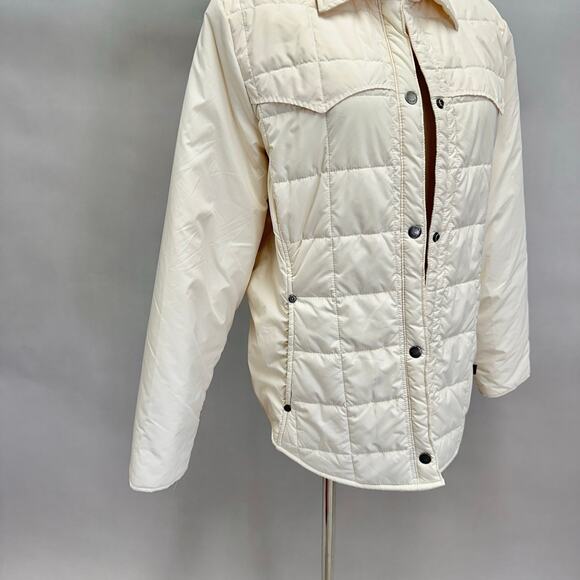 Woolrich Moccasin ivory quilted puffer chore jacket size Women's Large shacket - Picture 7 of 14